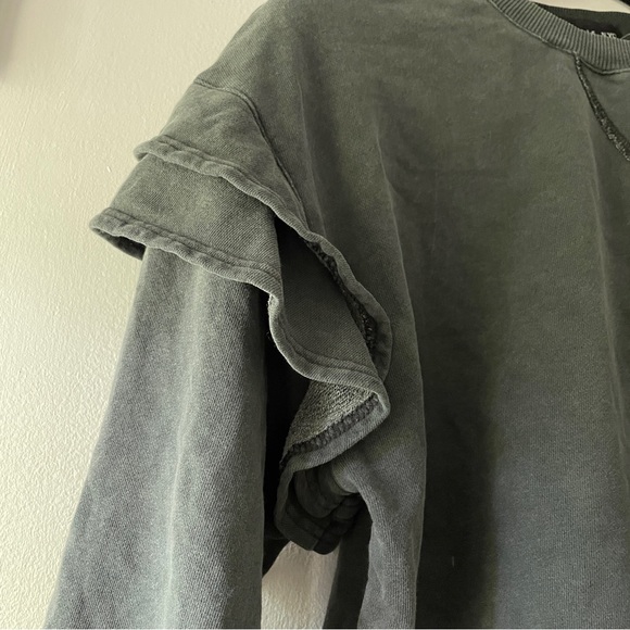 NWT Bagatelle NYC Ruffle Sleeve French Terry Sweatshirt Gray - Size Medium - Picture 6 of 13